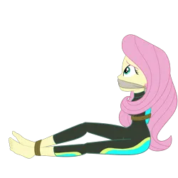 Size: 2000x2000 | Tagged: safe, artist:nie-martw-sie-o-mnie, derpibooru import, fluttershy, human, equestria girls, g4, barefoot, bondage, bound and gagged, cloth gag, equestria girls specials, feet, female, femsub, fluttershy's wetsuit, fluttersub, gag, image, my little pony equestria girls: forgotten friendship, png, rope, rope bondage, simple background, sitting, solo, submissive, transparent background, wetsuit