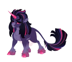 Size: 4500x3900 | Tagged: safe, artist:gigason, derpibooru import, oc, oc:magenta arcana, pony, unicorn, cloven hooves, coat markings, colored hooves, colored horn, colored pinnae, colored sclera, eyeshadow, facial markings, fangs, female, gradient horn, gradient legs, gradient mane, gradient tail, hooves, horn, image, leonine tail, lidded eyes, magenta sclera, makeup, mare, obtrusive watermark, offspring, pale belly, parent:king sombra, parent:midnight sparkle, parent:twilight sparkle, parents:twibra, png, purple eyeshadow, shiny hooves, shiny horn, simple background, snip (coat marking), solo, tail, transparent background, unshorn fetlocks, watermark