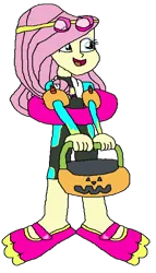 Size: 1941x3405 | Tagged: safe, artist:christian soto, derpibooru import, fluttershy, equestria girls, g4, clothes, equestria girls specials, flippers, goggles, halloween, holiday, image, my little pony equestria girls: better together, my little pony equestria girls: forgotten friendship, png, pumpkin bucket, simple background, swimsuit, towel, transparent background, trick or treat, water wings, wetsuit