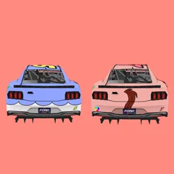 Size: 3464x3464 | Tagged: safe, artist:screaming luigi racing, derpibooru import, screencap, oc, oc:espie pantomimia, oc:estella pantomimia, unofficial characters only, car, carviewer, derpibooru exclusive, duo, duo female, elements of justice, female, ford, ford dark horse, image, jpeg, photo, siblings, sisters, twins