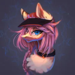 Size: 1080x1080 | Tagged: safe, artist:reminati_27, derpibooru import, oc, unofficial characters only, pony, baseball cap, braid, bust, cap, chest fluff, choker, female, hat, image, jpeg, mare, portrait, solo