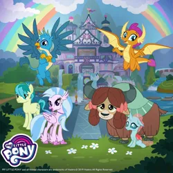 Size: 1080x1080 | Tagged: safe, derpibooru import, gallus, ocellus, sandbar, silverstream, smolder, yona, g4, gameloft, image, jpeg, student six