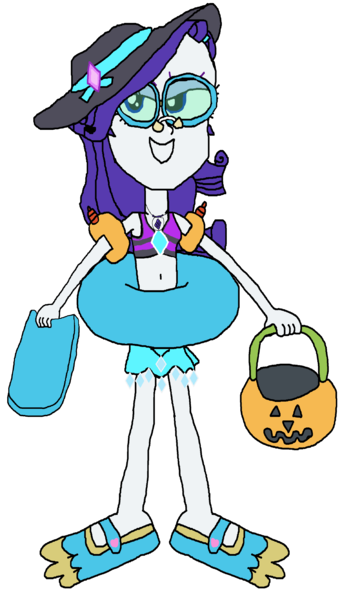 Size: 1941x3405 | Tagged: safe, artist:christian soto, derpibooru import, rarity, equestria girls, g4, bikini, clothes, equestria girls specials, flippers, goggles, halloween, hat, holiday, image, inner tube, kickboard, my little pony equestria girls: better together, my little pony equestria girls: forgotten friendship, noseclip, png, pool toy, pumpkin bucket, sarong, simple background, sunscreen, swimsuit, towel, transparent background, trick or treat, water wings