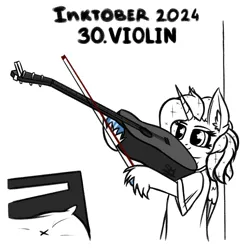 Size: 1000x1000 | Tagged: safe, artist:sunamoonmlp, derpibooru import, oc, oc:sunamoon, unofficial characters only, alicorn, pony, g4, cute, derpibooru exclusive, female, guitar, horn, image, inktober, inktober 2024, meme, musical instrument, png, room, violin, wings