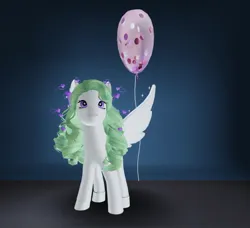 Size: 640x583 | Tagged: safe, artist:apprehensiveplace186, derpibooru import, surprise, pegasus, pony, g1, 3d, balloon, female, floating heart, game screencap, heart, image, jpeg, mare, roblox, solo, sparkles, spread wings, wings