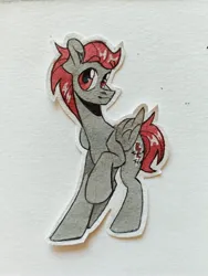 Size: 3072x4096 | Tagged: safe, artist:k0potb, derpibooru import, oc, oc:fordik, unofficial characters only, pegasus, pony, image, jpeg, paper, paper pony, solo, traditional art