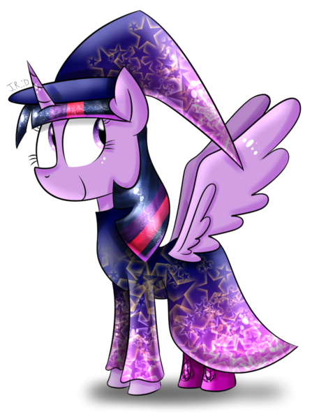 Size: 856x1125 | Tagged: safe, artist:technoponywardrobe, derpibooru import, twilight sparkle, twilight sparkle (alicorn), alicorn, pony, g4, clothes, costume, cute, female, gradient, halloween, happy birthday mlp:fim, hat, holiday, horn, image, lighting, mare, mlp fim's fourteenth anniversary, nightmare night, png, shading, shadow, shoes, simple background, smiling, solo, stars, transparent background, twiabetes, witch, witch costume, witch hat