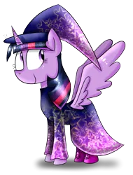 Size: 856x1125 | Tagged: safe, artist:technoponywardrobe, derpibooru import, twilight sparkle, twilight sparkle (alicorn), alicorn, pony, g4, clothes, costume, cute, female, gradient, halloween, happy birthday mlp:fim, hat, holiday, horn, image, lighting, mare, mlp fim's fourteenth anniversary, nightmare night, png, shading, shadow, shoes, simple background, smiling, solo, stars, transparent background, twiabetes, witch, witch costume, witch hat