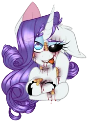 Size: 523x720 | Tagged: semi-grimdark, suggestive, artist:furtoodie, derpibooru import, rarity, anthro, lil-miss rarity, black sclera, blood, breasts, female, image, png, solo, solo female