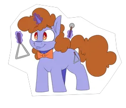 Size: 3500x3000 | Tagged: safe, artist:lockheart, derpibooru import, oc, unofficial characters only, pony, unicorn, black background, bowtie, horn, image, levitation, magic, male, mare fair, png, simple background, smiling, snowpity inc., solo, stallion, telekinesis, triangle, triangle (instrument)