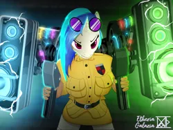 Size: 2880x2160 | Tagged: safe, artist:etheria galaxia, derpibooru import, vinyl scratch, anthro, unicorn, g4, anime, crossover, dubstep gun, female, hellsing ultimate abridged, horn, image, nowacking, png, seras victoria, solo, vinyl the vampire