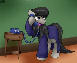 Size: 1974x1605 | Tagged: safe, artist:the-furry-railfan, derpibooru import, octavia melody, earth pony, g4, clothes, image, messy mane, phone, png, robe, tired