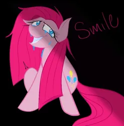 Size: 828x837 | Tagged: safe, artist:lewislovesyou, derpibooru import, pinkie pie, g4, black background, female, image, jpeg, pinkamena diane pie, simple background, solo