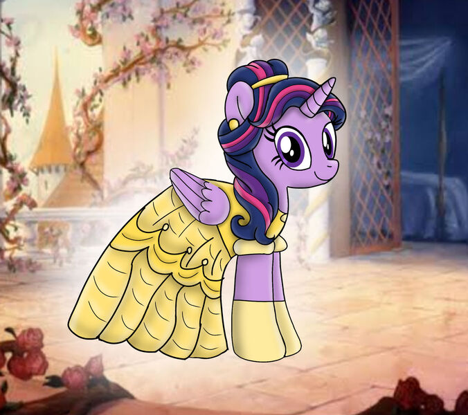 Size: 1280x1136 | Tagged: safe, artist:mlplary6, derpibooru import, twilight sparkle, twilight sparkle (alicorn), alicorn, pony, alternate hairstyle, beauty and the beast, belle, clothes, cute, dress, ear piercing, earring, evening gloves, female, gloves, gown, image, jewelry, jpeg, long gloves, mare, piercing, smiling, solo, twiabetes