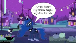 Size: 2131x1199 | Tagged: safe, artist:proenix, artist:xastralatlasx, derpibooru import, princess luna, g4, image, jpeg, nightmare night, speech bubble, talking to viewer