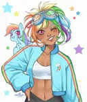 Size: 1440x1683 | Tagged: safe, artist:monicherrie, derpibooru import, rainbow dash, human, humanized, image, jpeg, simple background, white background