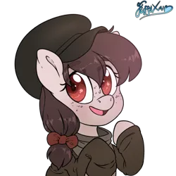 Size: 3000x3000 | Tagged: safe, artist:fluffyxai, derpibooru import, oc, oc:fetch, unofficial characters only, pony, clothes, hat, image, png, simple background, smiling, solo, transparent background