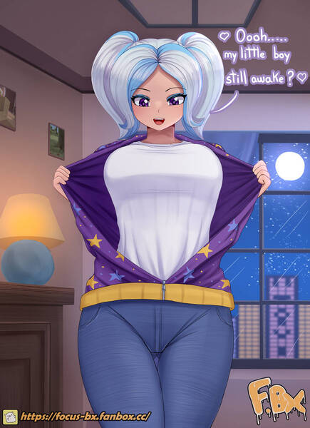 Size: 828x1143 | Tagged: safe, artist:focusb, derpibooru import, trixie, human, g4, alternate hairstyle, babysitter trixie, breasts, busty trixie, clothes, gameloft, halloween, holiday, hoodie, humanized, image, jpeg, open mouth