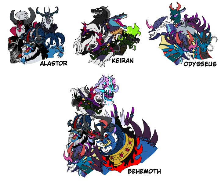 Size: 2414x2000 | Tagged: safe, artist:melspyrose, artist:zetikoopa, derpibooru import, ahuizotl, grogar, king sombra, lord tirek, pharynx, pony of shadows, shining armor, storm king, oc, oc:alastor, oc:bass thunder, oc:behemoth, oc:dark havok, oc:keiran, oc:odysseus, oc:phantom infinite, ahuizotl (species), centaur, changedling, changeling, deer, dragon, goat, hybrid, kirin, longma, reindeer, shadow pony, siren, storm creature, taur, umbrum, unicorn, them's fightin' herds, g4, g5, my little pony: the movie, alexandrite arcane, amalgamation, community related, female to male, fusion, horn, image, kirin oc, male, male siren, monster shining armor, opaline arcana, png, prince pharynx, rule 63, simple background, stronghoof hoofstrong (tfh), transparent background