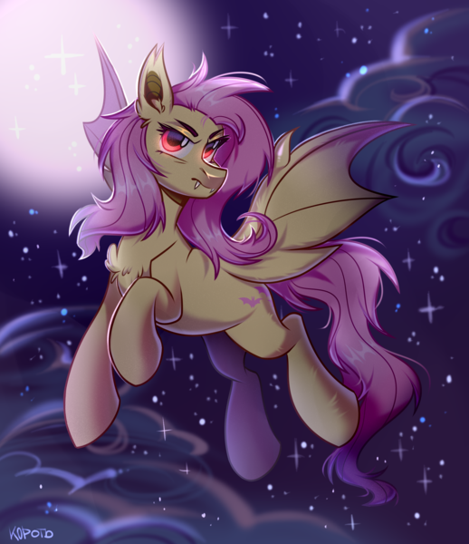 Size: 3800x4400 | Tagged: safe, artist:k0potb, derpibooru import, fluttershy, bat, bat pony, fruit bat, vampire fruit bat, bat ponified, chest fluff, flutterbat, image, mlp fim's fourteenth anniversary, png, race swap, wide eyes