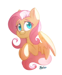 Size: 2090x2551 | Tagged: safe, artist:fluffyxai, derpibooru import, fluttershy, pegasus, pony, female, image, looking at you, mare, png, simple background, smiling, solo, transparent background