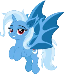 Size: 1800x2058 | Tagged: safe, artist:cloudy glow, derpibooru import, trixie, bat pony, g4, bat ponified, female, horn, image, png, race swap, simple background, solo, transparent background, trixiebat, vector, wings