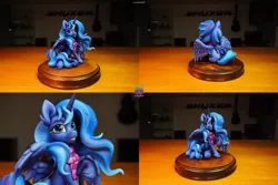 Size: 12000x8000 | Tagged: safe, artist:rozmed, artist:shuxer59, derpibooru import, princess luna, alicorn, pony, g4, absurd resolution, clothes, craft, female, image, irl, jpeg, looking at you, mare, photo, polymer clay, scarf, sculpture, smiling, smiling at you, solo, sparkles, sparkly mane, sparkly tail, tail, unshorn fetlocks