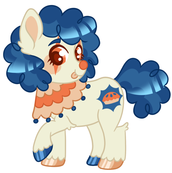 Size: 1142x1146 | Tagged: safe, artist:peaceandlove26, artist:twinklewish, derpibooru import, oc, oc:honky tonk, unofficial characters only, pony, unicorn, 2021, base used, blue mane, blue tail, brown pupils, chubby, clown, clown nose, colored eyebrows, colored eyelashes, colored lineart, colored pinnae, colored pupils, cream coat, curly mane, curly tail, ear fluff, eyelashes, hidden horn, hock fluff, hoof polish, horn, image, looking at you, makeup, nonbinary, nonbinary oc, old art, orange eyes, png, raised hoof, red nose, red pupils, ruff (clothing), shiny hooves, short legs, show accurate, smiling, smiling at you, standing on three hooves, tail, tongue out, turned head, two toned mane, two toned tail, unicorn oc, unshorn fetlocks, yellow coat