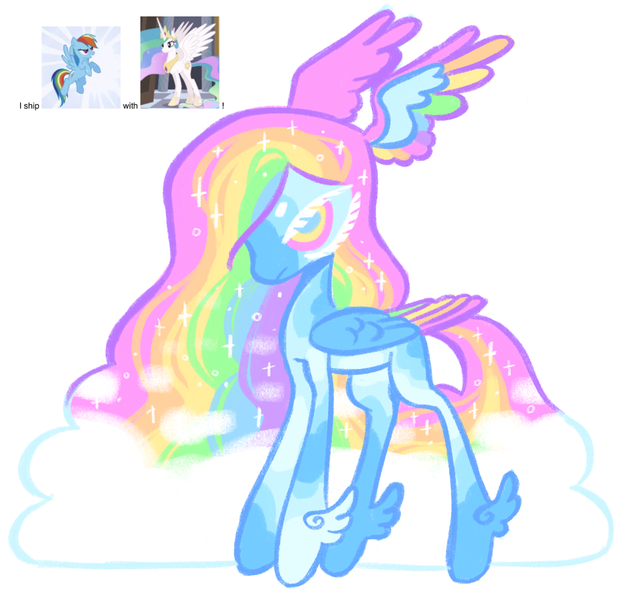 Size: 1379x1316 | Tagged: safe, artist:peaceandlove26, artist:twinklewish, derpibooru import, princess celestia, rainbow dash, oc, unnamed oc, unofficial characters only, pegasus, pony, 2012, agender, beanbrows, blank flank, blue pupils, blue wings, coat markings, colored eyebrows, colored lineart, colored muzzle, colored pinnae, colored pupils, colored wings, colored wingtips, dark muzzle, dashlestia, ear fluff, ethereal mane, ethereal tail, eyebrows, facial markings, feathered fetlocks, female, folded wings, image, leg markings, leg wings, lesbian, long legs, long mane, long tail, magical lesbian spawn, mottled, multicolored eyes, multicolored hair, multicolored wings, narrowed eyes, no catchlights, offspring, old art, parent:princess celestia, parent:rainbow dash, parents:dashlestia, pegasus oc, png, profile, rainbow ears, rainbow hair, rainbow tail, rainbow wings, rainbow wingtips, reference used, shipping, simple background, solo, sparkly mane, sparkly tail, splotches, standing, tail, thin legs, three toned eyes, white background, white eyelashes, wing ears, wings