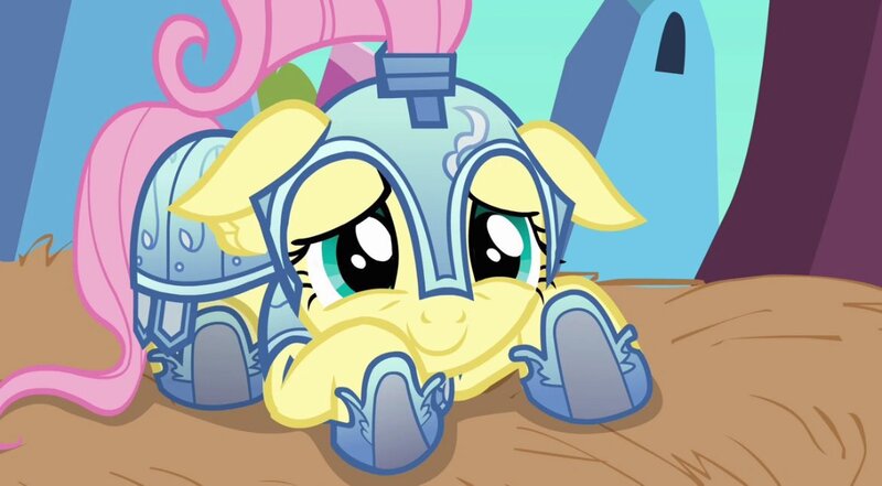 Size: 1170x645 | Tagged: safe, derpibooru import, fluttershy, pegasus, pony, g4, sparkle's seven, armor, cute, female, grin, guard, guardsmare, image, jpeg, mare, nervous, nervous grin, royal guard, shy, shyabetes, smiling, worried