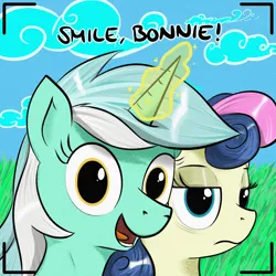 Size: 1512x1512 | Tagged: safe, artist:eels, derpibooru import, bon bon, lyra heartstrings, sweetie drops, pony, bags under eyes, bon bon is not amused, image, l.u.l.s., png, unamused