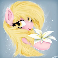 Size: 4000x4000 | Tagged: safe, artist:ser-p, derpibooru import, lily, lily valley, earth pony, pony, female, flower, image, lily (flower), looking at you, mare, png, solo