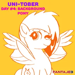 Size: 1080x1080 | Tagged: safe, artist:fantaje3, derpibooru import, pegasus, pony, g5, female, flare (g5), image, looking at you, mare, one eye closed, png, smiling, spread wings, unitober 2024, wings, wink, winking at you