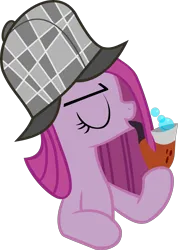 Size: 3286x4614 | Tagged: safe, artist:retroponybro, derpibooru import, pinkie pie, base used, blowing bubbles, bubble pipe, deerstalker, detective, hat, image, inkscape, pinkamena diane pie, pipe, png, sherlock pie, simple background, solo, transparent background, vector