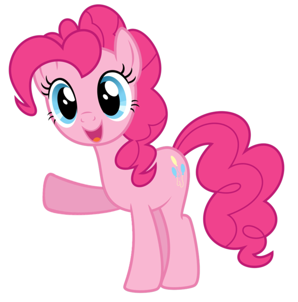 Size: 857x869 | Tagged: safe, artist:aldrinerowdyruffboy, derpibooru import, edit, pinkie pie, earth pony, pony, g4, cute, diapinkes, female, image, mare, open mouth, open smile, png, raised arm, simple background, smiling, solo, transparent background, vector