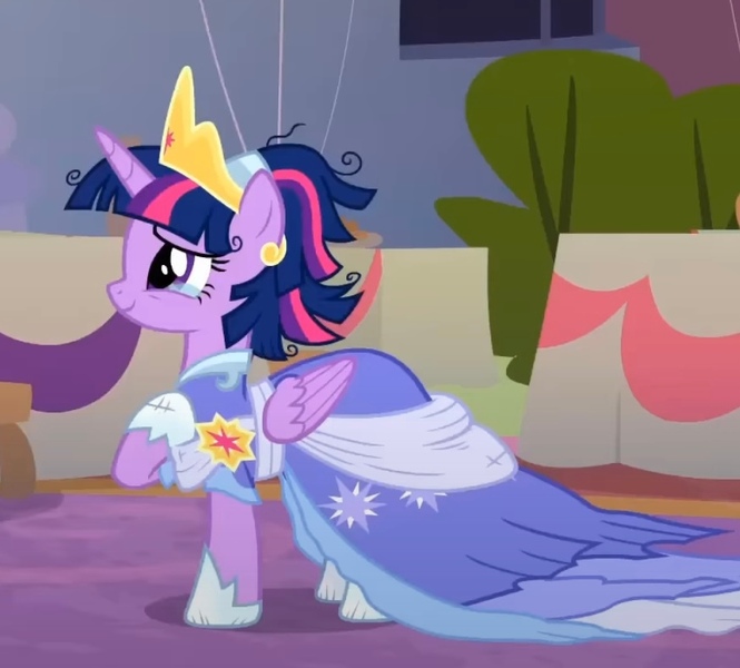 Size: 874x789 | Tagged: safe, derpibooru import, screencap, twilight sparkle, twilight sparkle (alicorn), alicorn, pony, g4, the last problem, banner, bush, canterlot, clothes, coronation dress, cropped, crown, crying, dress, elegant, evening, female, gown, hoof on chest, image, jewelry, jpeg, messy mane, regal, regalia, second coronation dress, solo, table, tears of joy