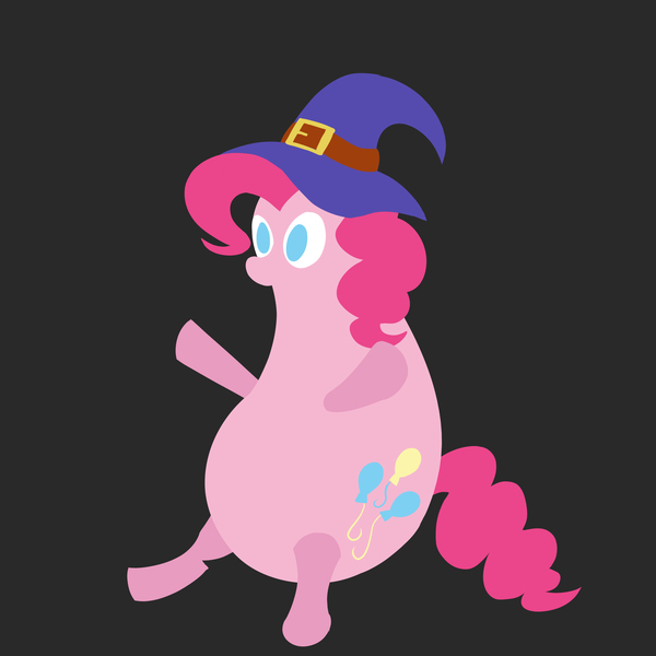 Size: 2100x2100 | Tagged: safe, artist:aprilfools, ponerpics import, pinkie pie, earth pony, pony, black background, colored, female, flat colors, gourd, hat, image, jpeg, mare, minimalist, modern art, pumpkin, simple background, solo, weird, witch hat