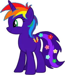 Size: 1605x1848 | Tagged: safe, artist:star-armour95, derpibooru import, oc, oc:rainbow flower, unofficial characters only, unicorn, g4, cute, horn, image, png, simple background, smiling, solo, transparent background, vector