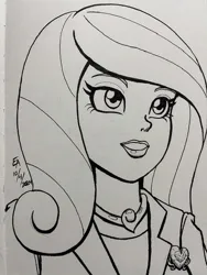 Size: 720x960 | Tagged: safe, artist:mayorlight, derpibooru import, princess cadance, human, equestria girls, g4, dean cadance, female, image, ink drawing, inktober, jpeg, monochrome, my little pony equestria girls: friendship games, solo, traditional art