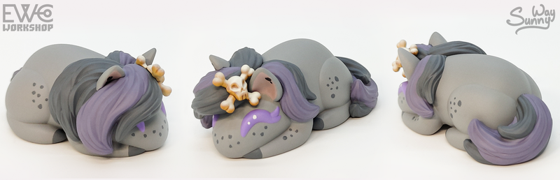 Size: 2000x645 | Tagged: safe, artist:sunny way, derpibooru import, earth pony, pony, g4, 3d print, 3d printing, bone, bun, buns, craft, cute, ewc workshop, female, figurine, happy, image, irl, little buns, painting, photo, png, sculpture, skull, solo, statue