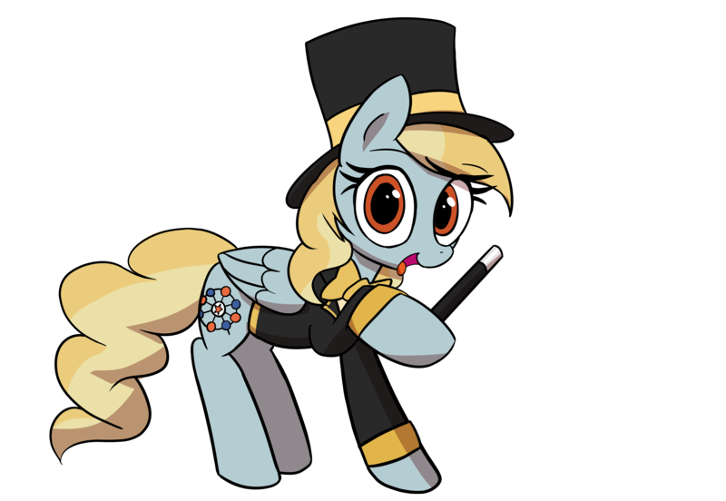 Size: 5800x4000 | Tagged: safe, artist:vultraz, ponerpics import, oc, oc:fair flyer, pegasus, pony, bowtie, female, hat, image, looking at you, mare, mare fair, mare fair 2024, png, simple background, snowpity inc., solo, top hat, transparent background