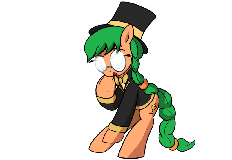 Size: 5800x4000 | Tagged: safe, artist:vultraz, ponerpics import, oc, oc:morning mimosa, earth pony, pony, bowtie, female, hat, image, looking at you, mare, mare fair, mare fair 2024, png, simple background, snowpity inc., solo, top hat, transparent background