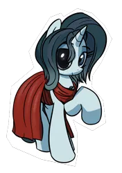 Size: 3000x4252 | Tagged: safe, artist:vultraz, ponerpics import, oc, pony, unicorn, clothes, dress, female, image, looking at you, mare, mare fair, mare fair 2024, png, prosthetic eye, prosthetics, raised hoof, simple background, snowpity inc., transparent background