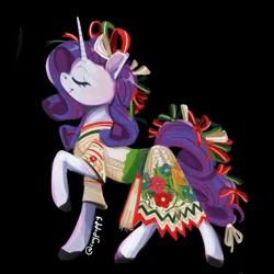 Size: 1155x1155 | Tagged: safe, artist:coypuppy, derpibooru import, rarity, pony, unicorn, g4, black background, clothes, dress, female, horn, image, jpeg, mare, mexico, simple background, solo