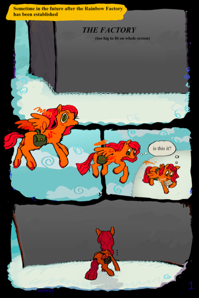 Size: 4000x6000 | Tagged: safe, artist:vemrill, derpibooru import, oc, unofficial characters only, pegasus, pony, fanfic:rainbow factory, bag, cloud, comic, english, fanfic art, flying, green eyes, image, orange coat, png, red mane, red tail, tail, text