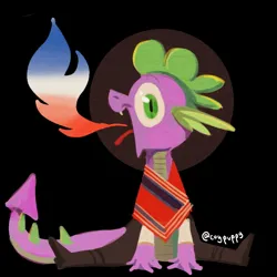 Size: 854x854 | Tagged: safe, artist:coypuppy, derpibooru import, spike, dragon, g4, black background, fire, image, jpeg, male, mexico, simple background, solo