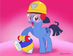 Size: 1020x782 | Tagged: safe, artist:s4nd4lf0n, derpibooru import, ponified, earth pony, pony, g4, brawl stars, brawler, crossover, cutie mark, female, helmet, image, jackhammer, jacky, jacky (brawl stars), jpeg, mare, solo, supercell, swearing, vulgar