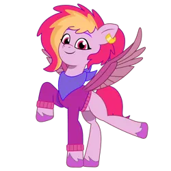 Size: 1200x1200 | Tagged: safe, artist:prixy05, derpibooru import, oc, oc:velvet volt, unofficial characters only, pegasus, pony, g5, my little pony: tell your tale, bandana, clothes, ear piercing, earring, female, image, jewelry, mare, piercing, png, simple background, solo, sweater, transparent background, vector