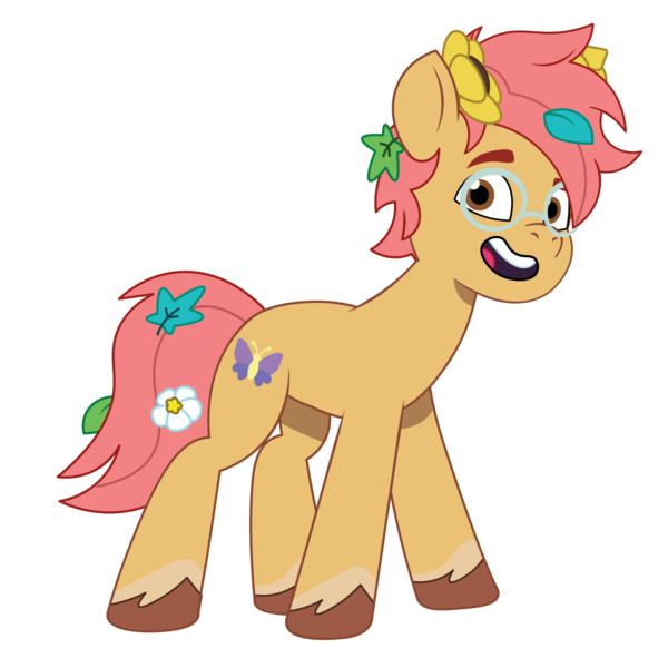 Size: 1200x1200 | Tagged: safe, artist:prixy05, derpibooru import, oc, oc:butterscotch, unofficial characters only, earth pony, pony, g5, my little pony: tell your tale, glasses, image, leaves in mane, male, png, simple background, solo, stallion, transparent background, vector