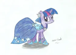 Size: 900x659 | Tagged: safe, artist:ulyssesgrant, derpibooru import, twilight sparkle, unicorn, g4, clothes, dress, gala dress, image, jpeg, traditional art, unicorn twilight